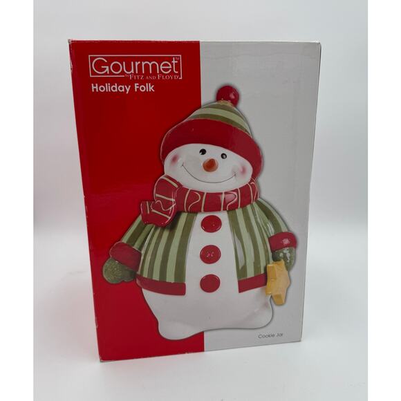 Fitz and Floyd Cookie Jar Snowman "Holiday Folk" NIB - Picture 8 of 8